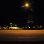 An Astrophile Series lights up the street at night